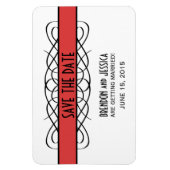 Deco Flourish Save the Date Magnet, Red Magneet (Verticaal)