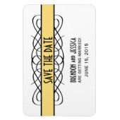Deco Flourish Save the Date Magnet, Yellow Magneet (Verticaal)