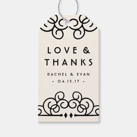 Deco Flourish Wedding Favor Bedankt Cadeaulabel (Voorkant)