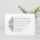 Deco Flourish Wedding Invitation Kaart (Staand voorkant)