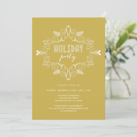 Deco Foliage Classic Holiday Party nodigt uit Kaart (Staand voorkant)