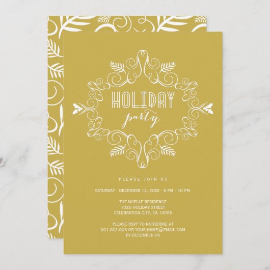 Deco Foliage Classic Holiday Party nodigt uit Kaart (Voorkant / Achterkant)