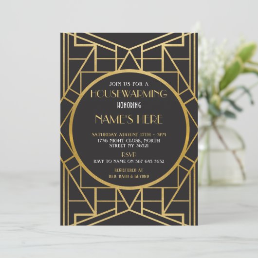 Deco Gatsby Housewarming Party (Kunst Deco Gatsby) Kaart (Staand voorkant)