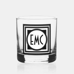 Deco Geïnspireerde Cirkel Vierkant Drievoudig Mono Whisky Glas