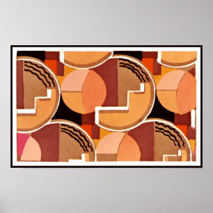 Deco Geometric in Sinaasappels Poster
