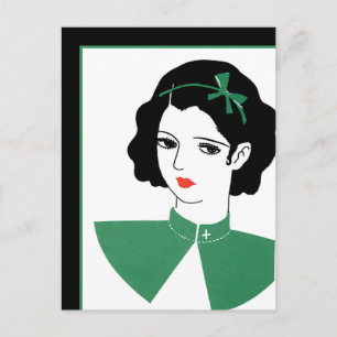Deco Girl in Green Briefkaart