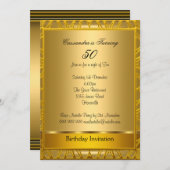 Déco Gold 50th Birthday Invitation (Devant / Derrière)