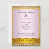 Deco Gold 50th Birthday Invitation Pink Kaart (Voorkant)