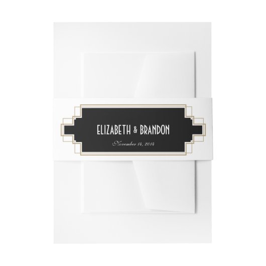 deco Gold en zwarte band Uitnodigingen Wikkel (Voorkant Voorbeeld)