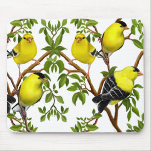 Deco Goldfinches in Vines Mousepad Muismat
