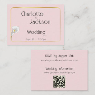 Deco Goud Omlijst Vintage Lelie Bleek Roze Bruilof Informatiekaartje