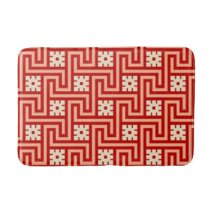 Deco Greek Key, Coral Oranje en Beige Badmat
