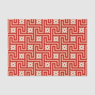 Deco Greek Key, Coral Oranje en Beige Tissuepapier