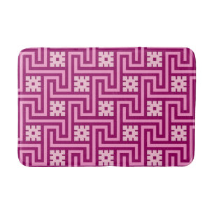 Deco Greek Key, Pink en Burgundy Badmat