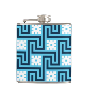 Deco Greek Key, Sky Blue en Navy Heupfles