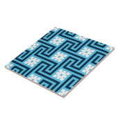 Deco Greek Key, Sky Blue en Navy Tegeltje (Zijkant)