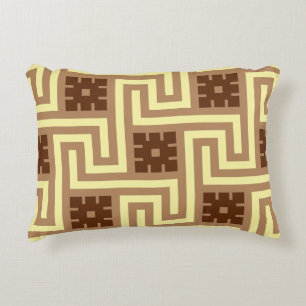 Deco Greek Key, Tan, Brown en Yellow Accent Kussen