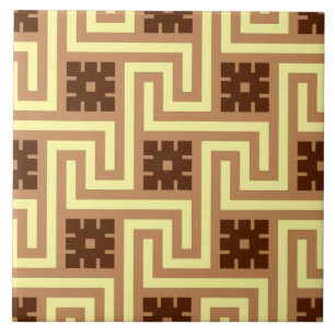 Deco Greek Key, Tan, Brown en Yellow Tegeltje