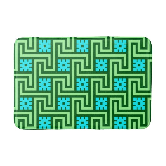 Deco Greek Key, Turquoise en Jade Green Badmat (Voorkant)