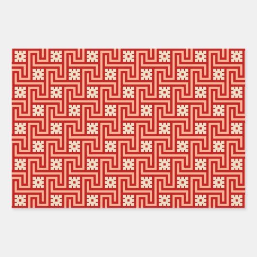 Deco Grieks Sleutel, Blauw & Wit, Bruin, Sinaasapp Inpakpapier Vel (Voorkant 3)