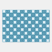 Deco Grieks Sleutel, Blauw & Wit, Bruin, Sinaasapp Inpakpapier Vel (Voorkant)
