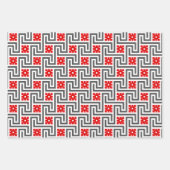 Deco Griekse sleutel, roze, groen, rood en grijs Inpakpapier Vel (Voorkant 3)
