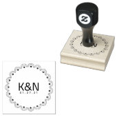 Deco Hart Ronde Initiaal Logo Trouwstempel Rubberstempel (Gestempeld)