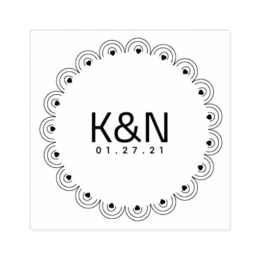 Deco Hart Ronde Initiaal Logo Trouwstempel Rubberstempel (Afrduk)