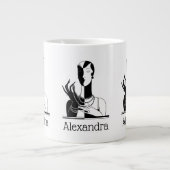  deco-juffrouw met parells Black Transp Jumbo Mok (Voorkant)