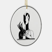  deco-juffrouw met parells Black Transp Keramisch Ornament (Rechts)