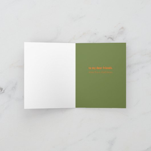 Deco-kerstkaart met herten, sneeuw en bomen feestdagen kaart (Binnen)