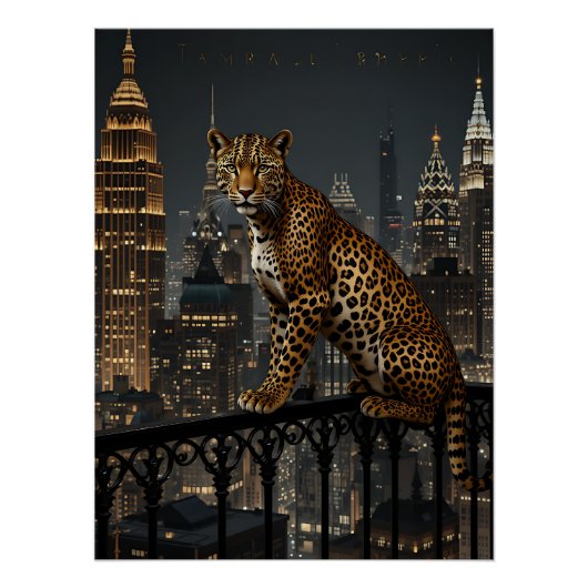 Deco Leopard: Art Deco Elegance Perfect Poster (Voorkant)