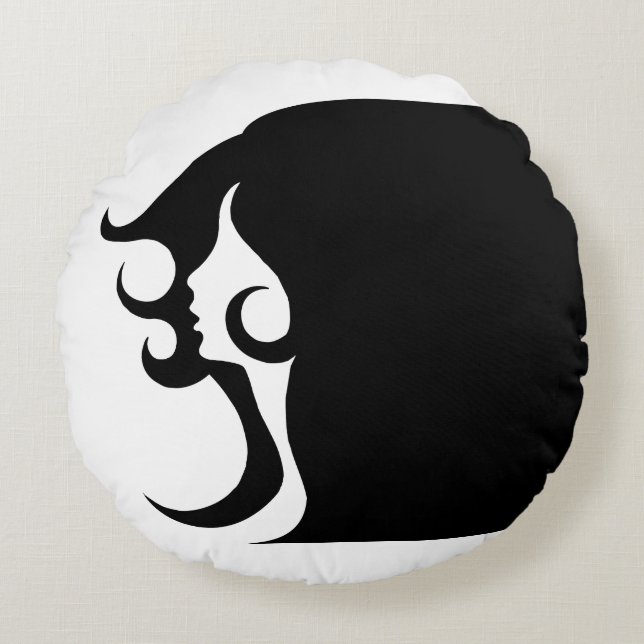 Deco Mod Woman Round Pillow Rond Kussen (Voorkant)