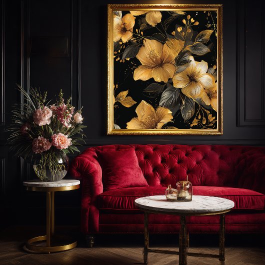 Déco Modèle Floral Or & Gris