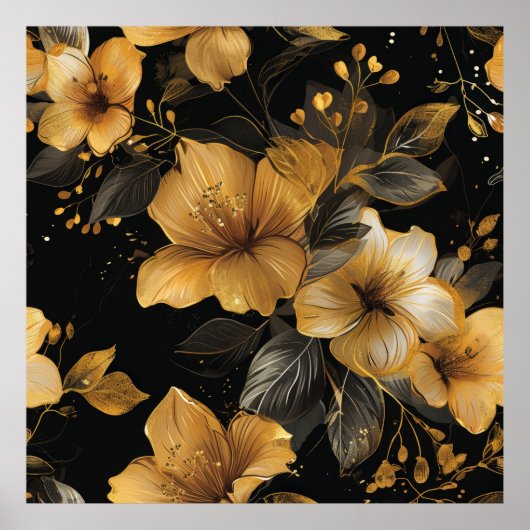 Déco Modèle Floral Or & Gris (Devant)