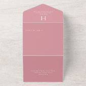 Deco Modern Monogram Dusty Pink Dinner All In One Uitnodiging (Buitenkant)