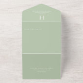 Deco Modern Monogram Sage Green Dinner All In One Uitnodiging (Buitenkant)