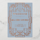 Déco moderne Dusty Blue I Foil Invitation (Recto)