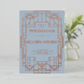 Déco moderne Dusty Blue I Foil Invitation (Debout devant)