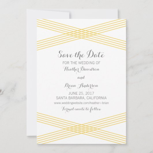 Déco moderne jaune Enregistrer la date Invitation (Devant)