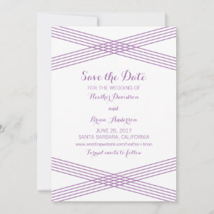 Déco moderne violet Enregistrer la date Invitation