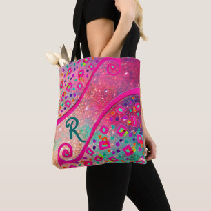 DECo MONogram Roze Fuchsia Blue Green Stippen Squa Draagtas