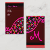 DECO MONOGRAM, Roze Fuchsia Red Visitekaartje (Voorkant / Achterkant)