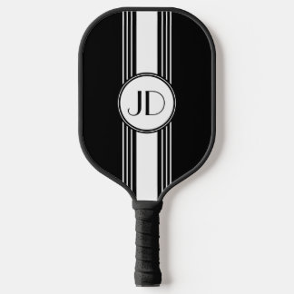 Deco-monogram zwart-wit pickleball paddle