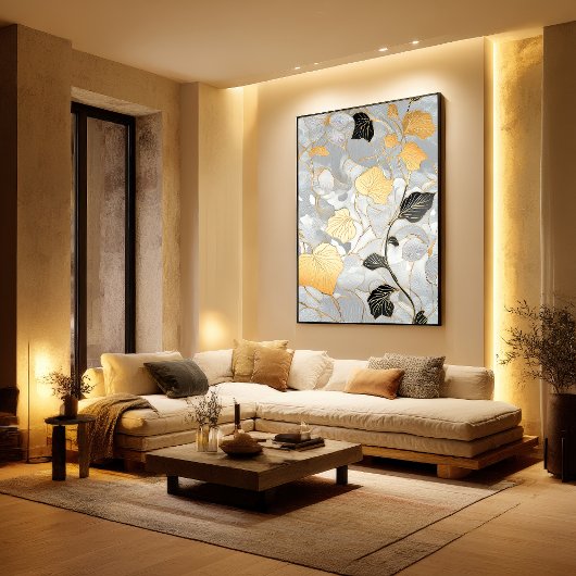 Déco Motif Gold & Black Leaf