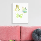 Déco murale de 3 papillons - Toile emballée (Insitu(Salon))