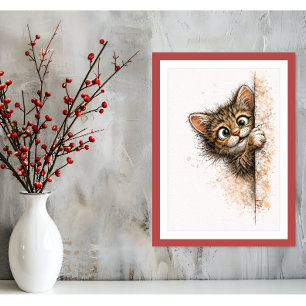Déco murale de chat mignon qui regarde Minimaliste