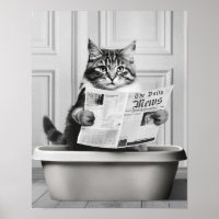 Déco murale de chat mignon, salle de bain petite e