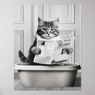 Déco murale de chat mignon, salle de bain petite e