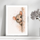 Déco murale Souris Curieuse Mignon Impression Mini